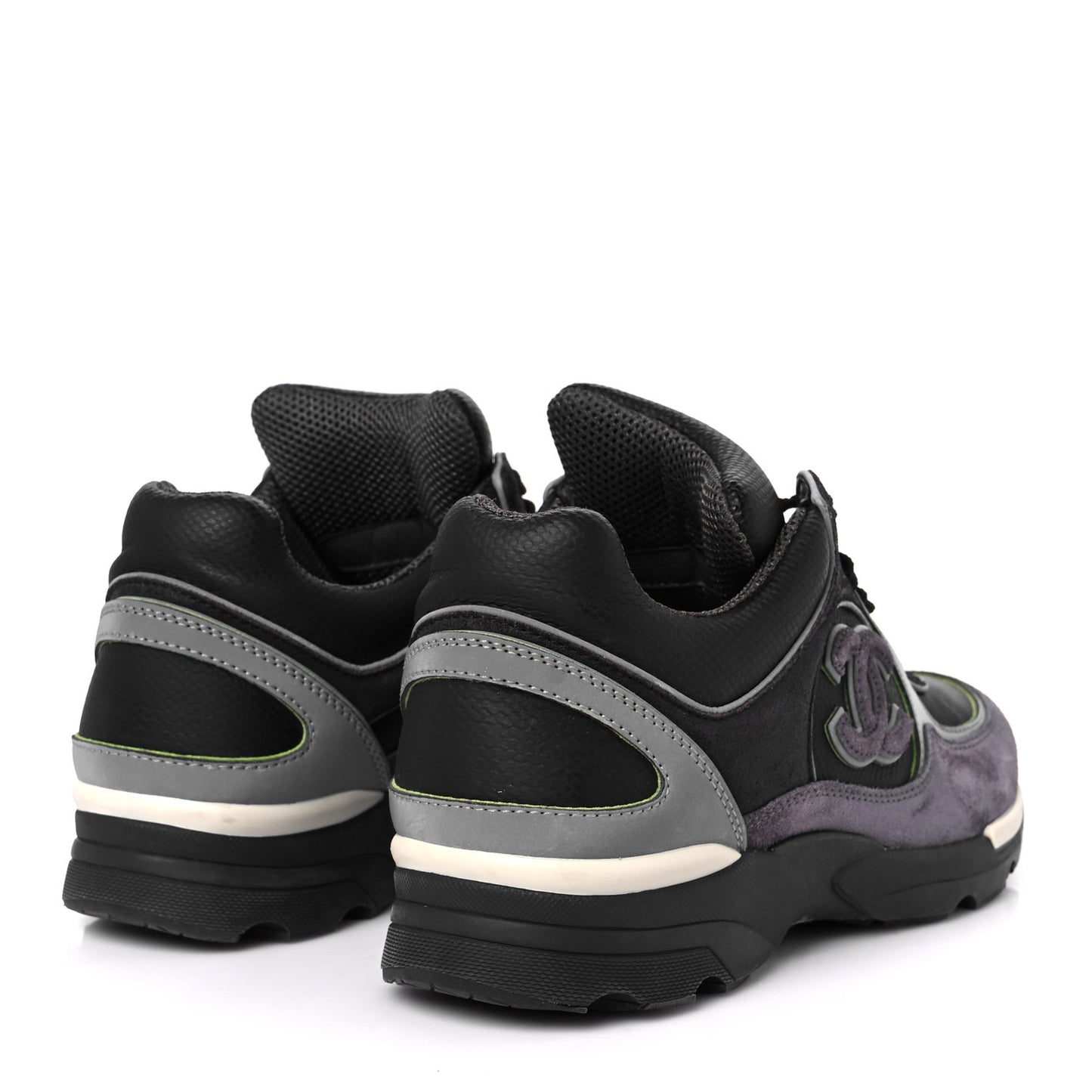 Calfskin Suede CC Sneakers 36.5 Black Dark Grey Green