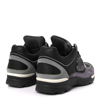 Chanel Calfskin Suede CC Sneakers 36.5 Black Dark Grey Green 5 of 10