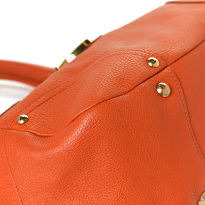 Prada Vitello Daino Pushlock Tote Papaya 10 of 11