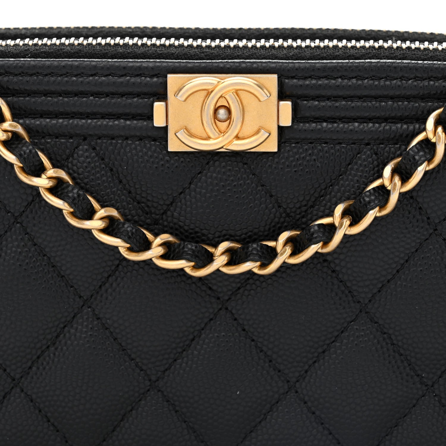 Chanel Caviar Quilted Small Boy Clutch With Chain Black 10 of 14