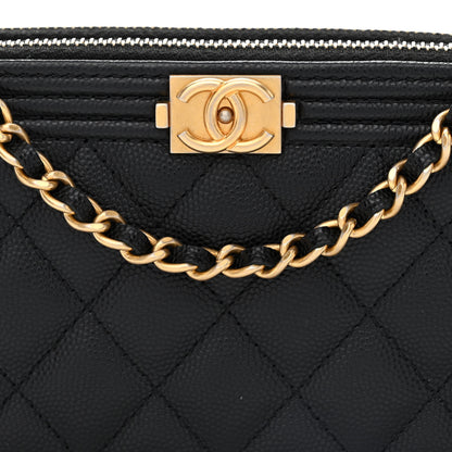 Chanel Caviar Quilted Small Boy Clutch With Chain Black 10 of 14