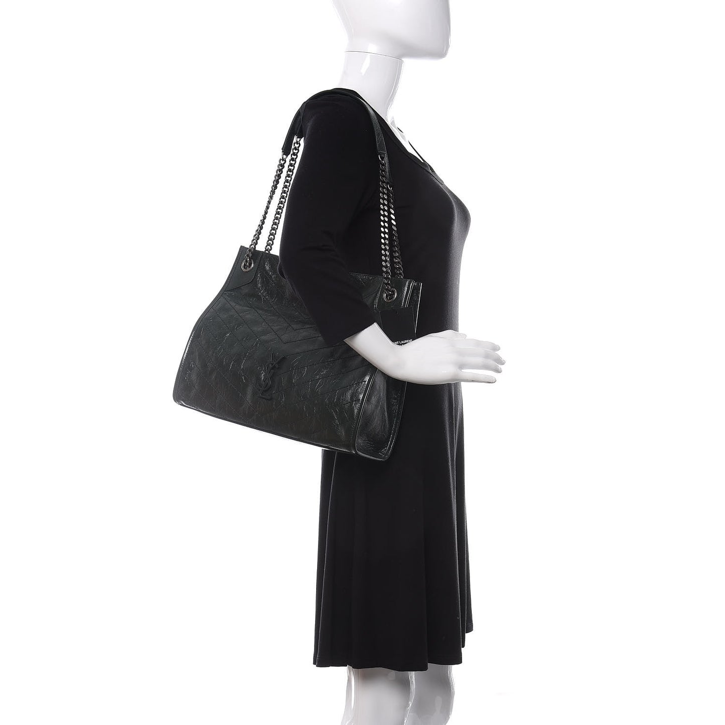 Crinkled Calfskin Matelasse Monogram Medium Niki Shopper Tote New Vert
