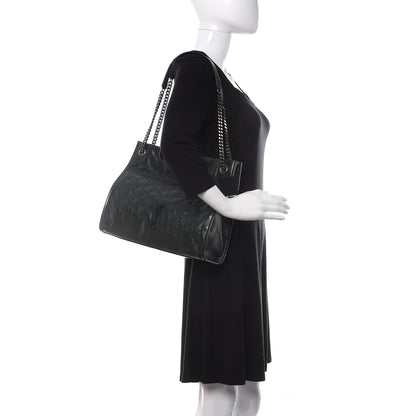 Saint Laurent Crinkled Calfskin Matelasse Monogram Medium Niki Shopper Tote New Vert 2 of 11
