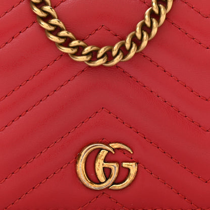 Gucci Calfskin Matelasse Mini GG Marmont Wallet On Chain Hibiscus Red 8 of 11
