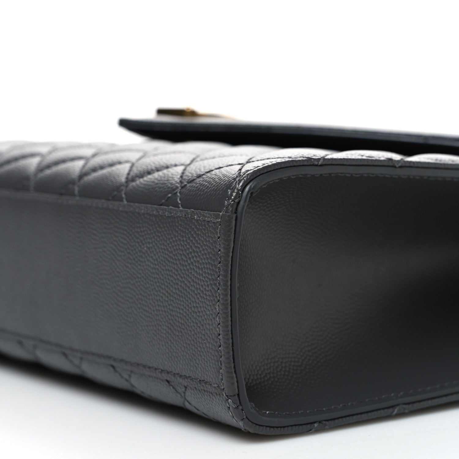 Saint Laurent Grain De Poudre Textured Mixed Matelasse Triquilt Large Monogram Satchel Anthracite 10 of 10