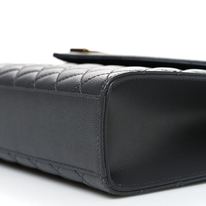 Saint Laurent Grain De Poudre Textured Mixed Matelasse Triquilt Large Monogram Satchel Anthracite 10 of 10