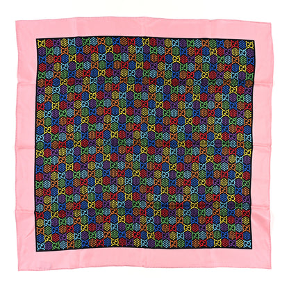 Gucci Silk Twill Lady GG Psychedelic Square Scarf Black Pink 1 of 3