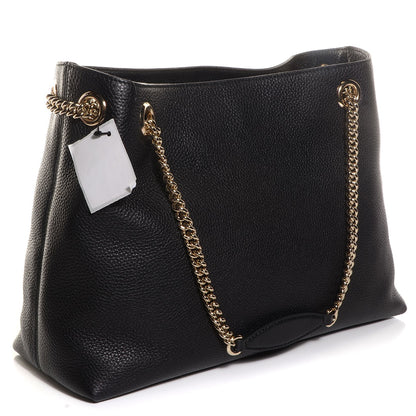 Gucci Pebbled Calfskin Medium Soho Chain Shoulder Bag Black 3 of 7