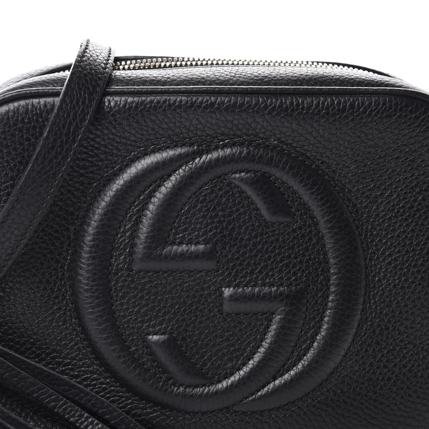Pebbled Calfskin Small Soho Disco Bag Black