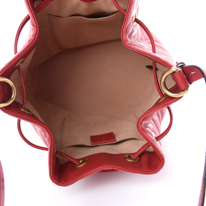 Gucci Calfskin Matelasse Sylvie Web GG Marmont Bucket Bag Hibiscus Red 5 of 11