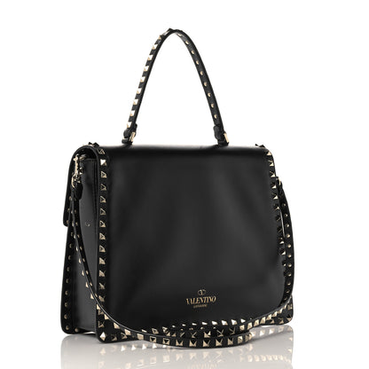 Valentino Garavani Vitello Medium Rockstud Single Handle Flap Bag Black 3 of 15