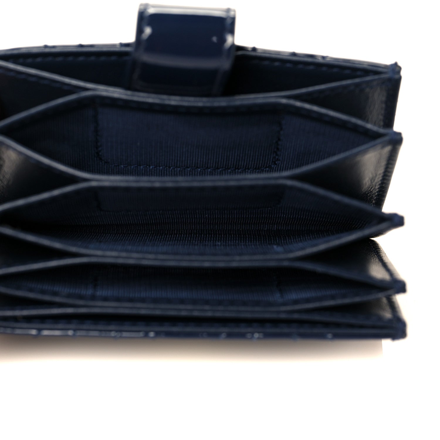 Christian Dior Patent Cannage Lady Dior 5-Gusset Card Holder Navy Blue 5 of 9