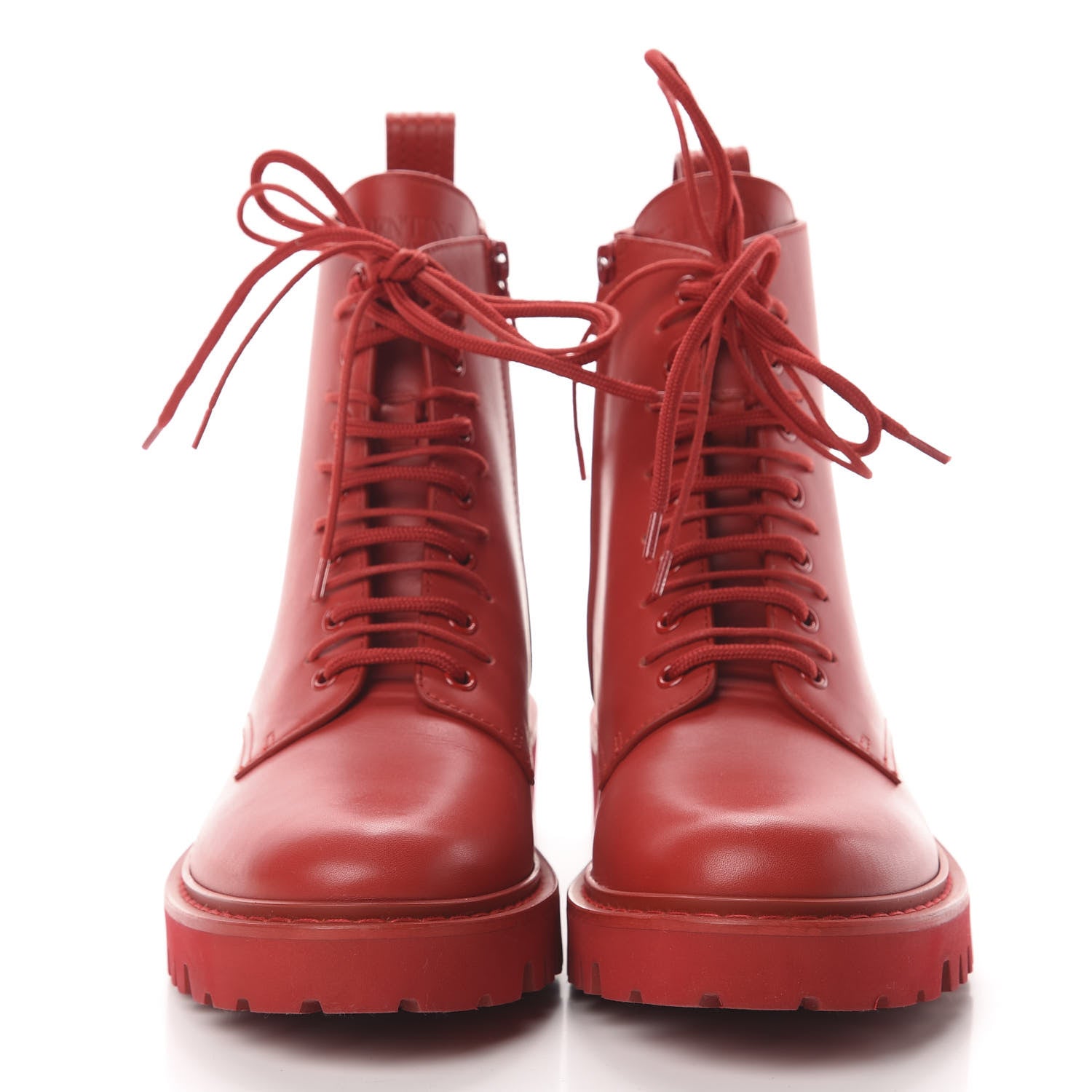 Valentino Garavani Calfskin Womens VLOGO 35mm Combat Boots 39 Rouge Pur 2 of 9