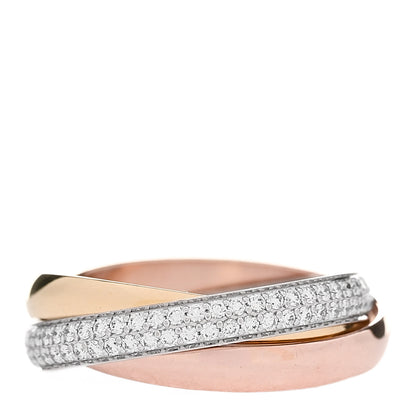 Cartier 18K White Yellow Pink Gold Diamond Small Trinity Paved Ring 54 7 1 of 4