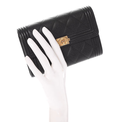 Chanel Caviar Quilted Medium Boy Flap Wallet Black 2 of 10