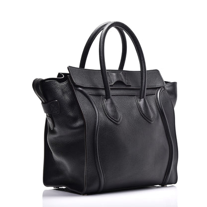 Celine Drummed Calfskin Mini Luggage Black 3 of 9