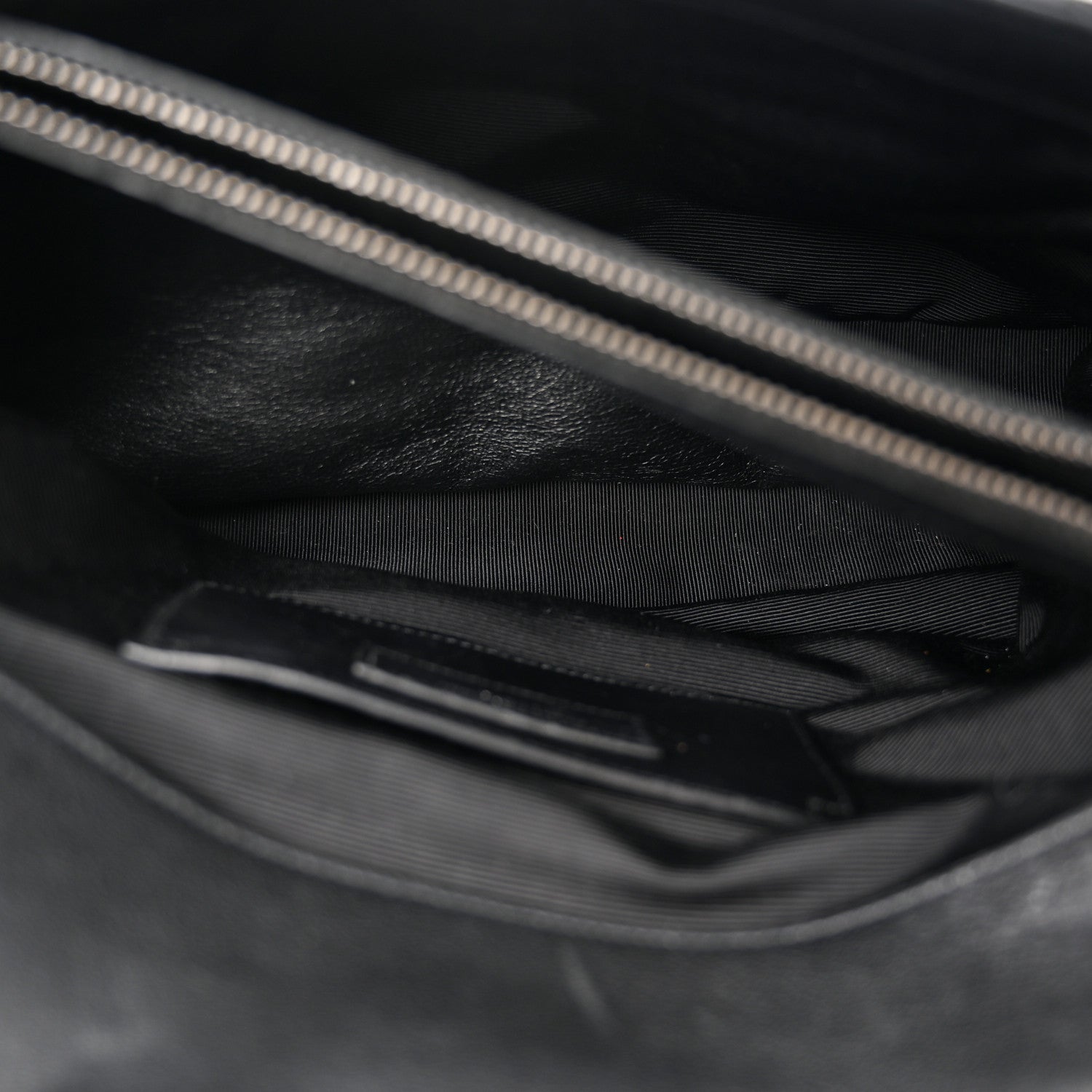 Saint Laurent Sheepskin Matelasse Chevron Monogram Large College Satchel Black 6 of 17
