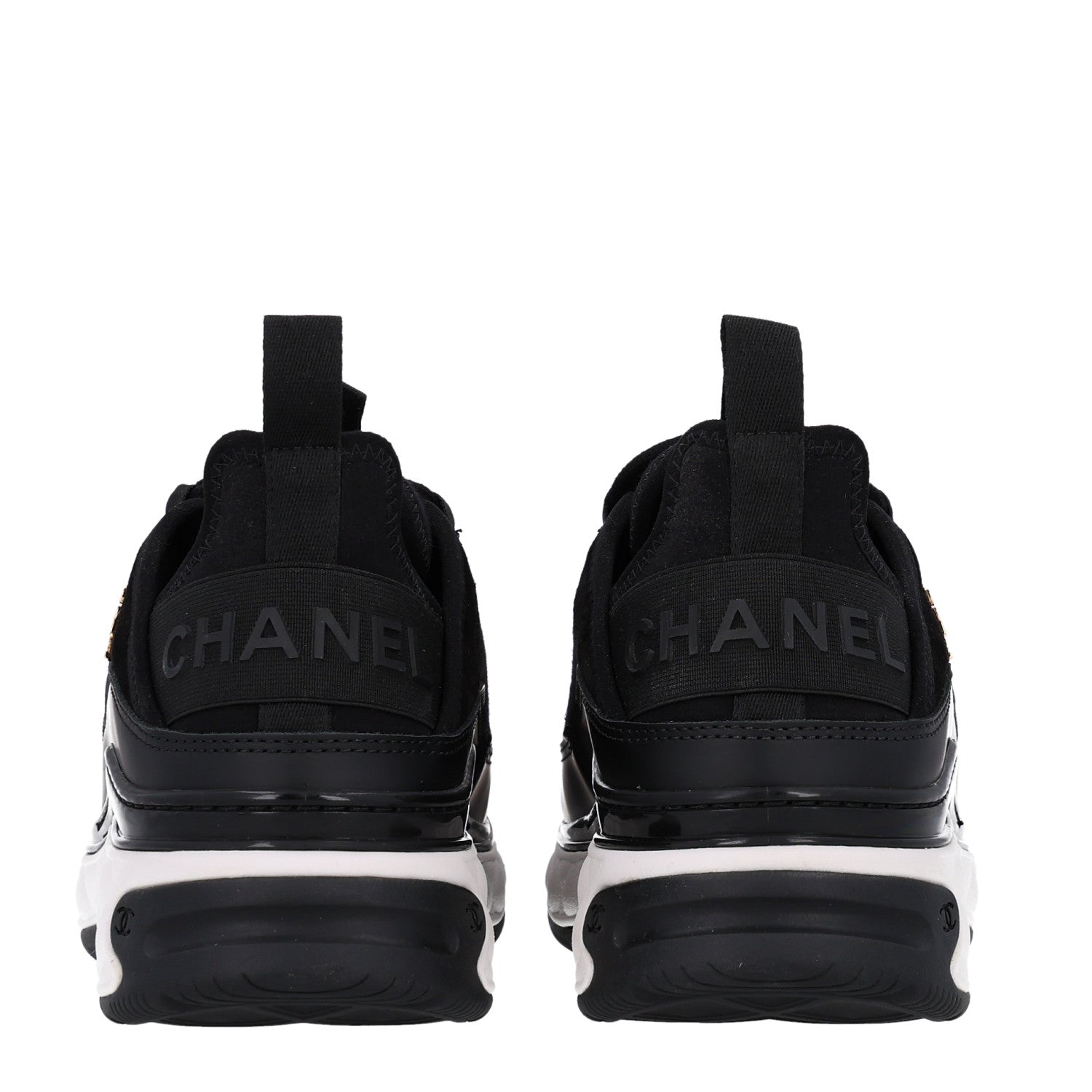 Chanel Velvet Calfskin Mixed Fibers CC Sneakers 36.5 Black 6 of 11