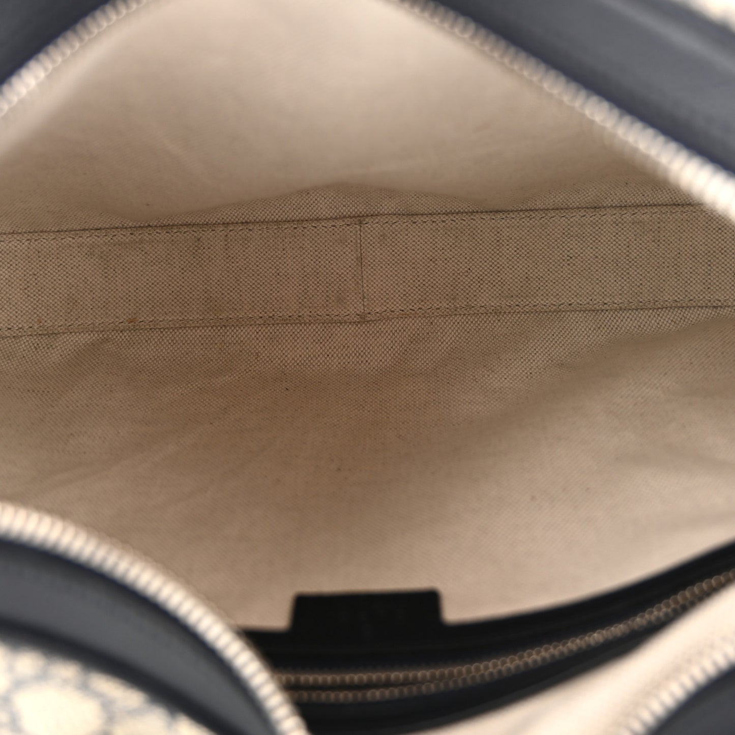 GG Supreme Monogram Textured Calfskin Web Large Attache Shoulder Bag Beige Blue