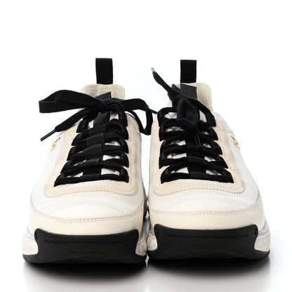 Chanel Velvet Calfskin Mixed Fibers CC Sneakers 40 Ivory Black 2 of 4