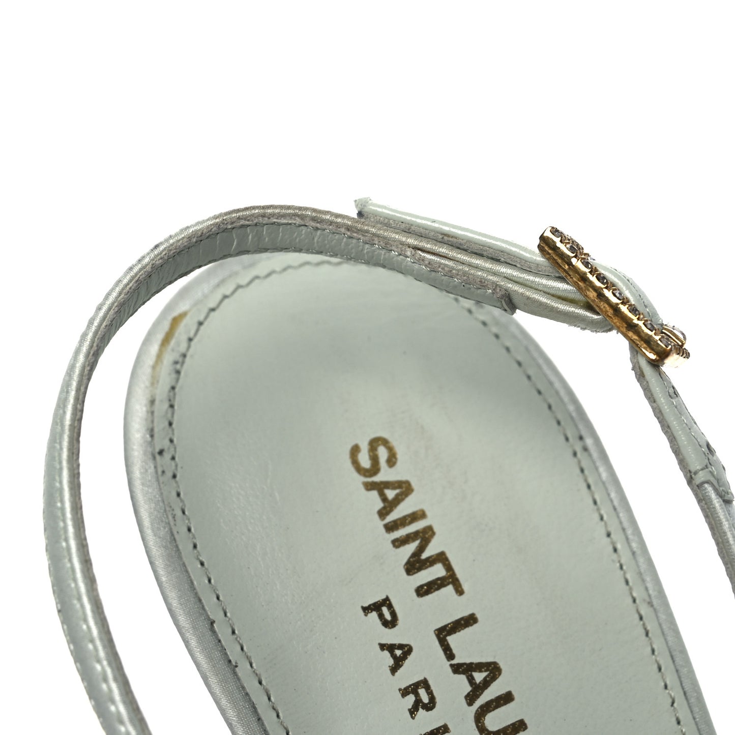 Crepe Satin Blanco Feathered Sandals 39 Slight Green
