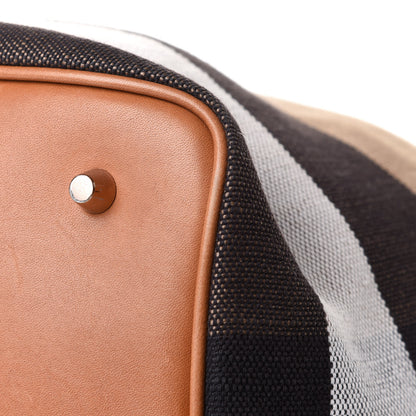 Burberry Grainy Calfskin Canvas Mega Check Medium Ashby Tassel Hobo Saddle Brown 7 of 16