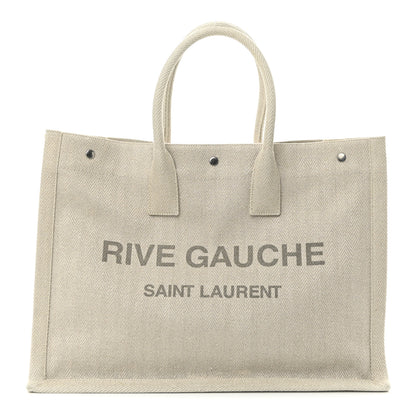 Saint Laurent Cotton Linen Rive Gauche Tote Light Shell 1 of 9