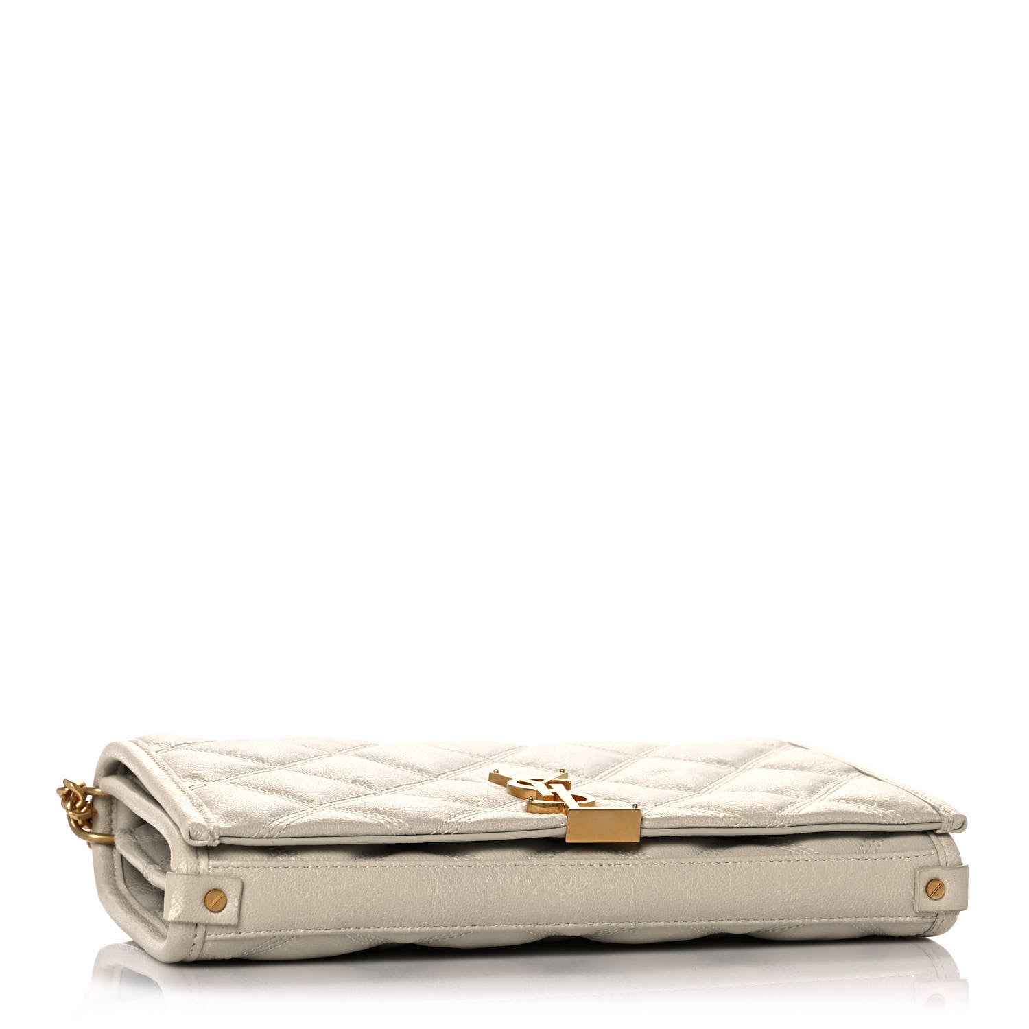 Saint Laurent Lambskin Diamond Quilted Becky Chain Wallet Blanc Vintage 4 of 13