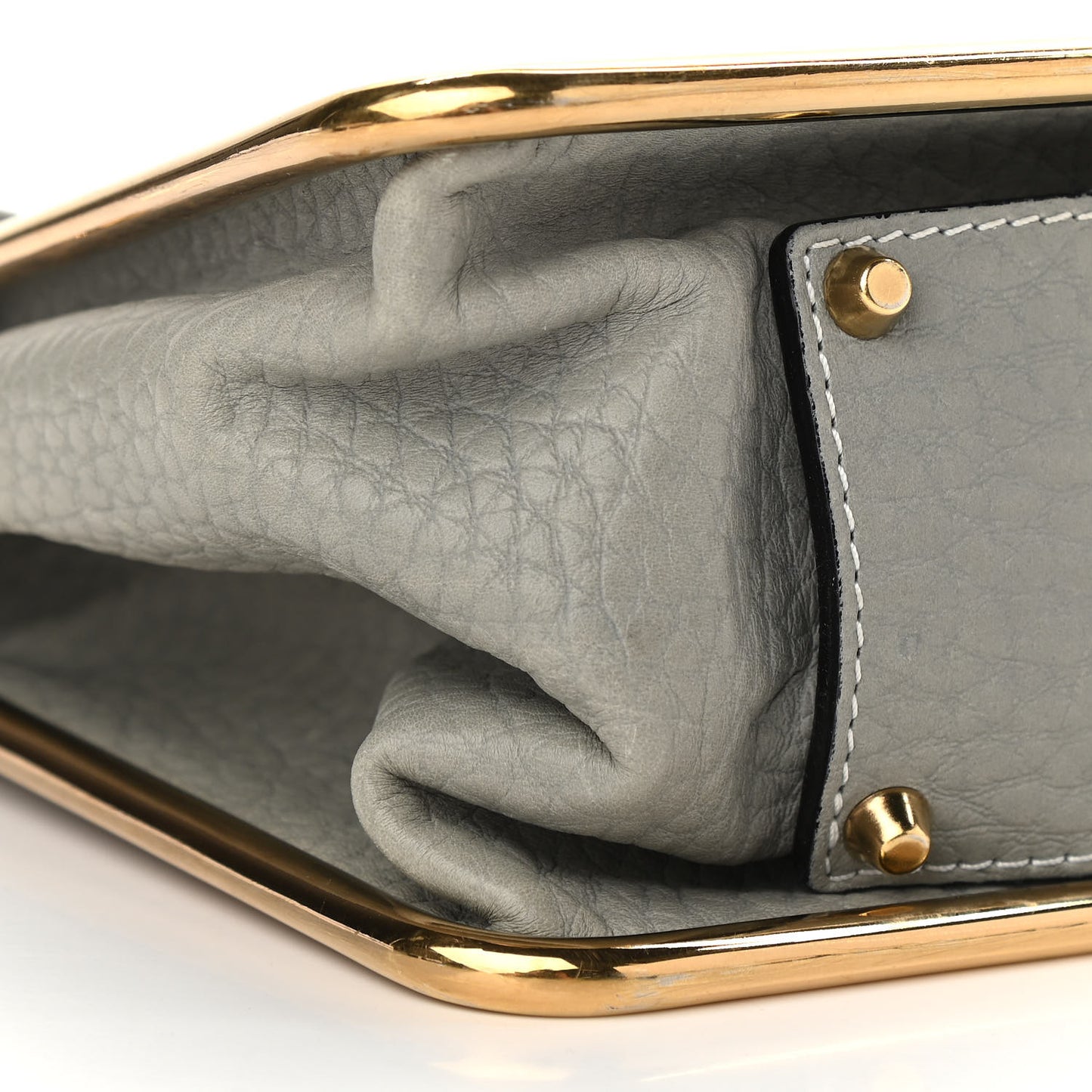 Grained Calfskin Medium Sally Flap Bag Grey