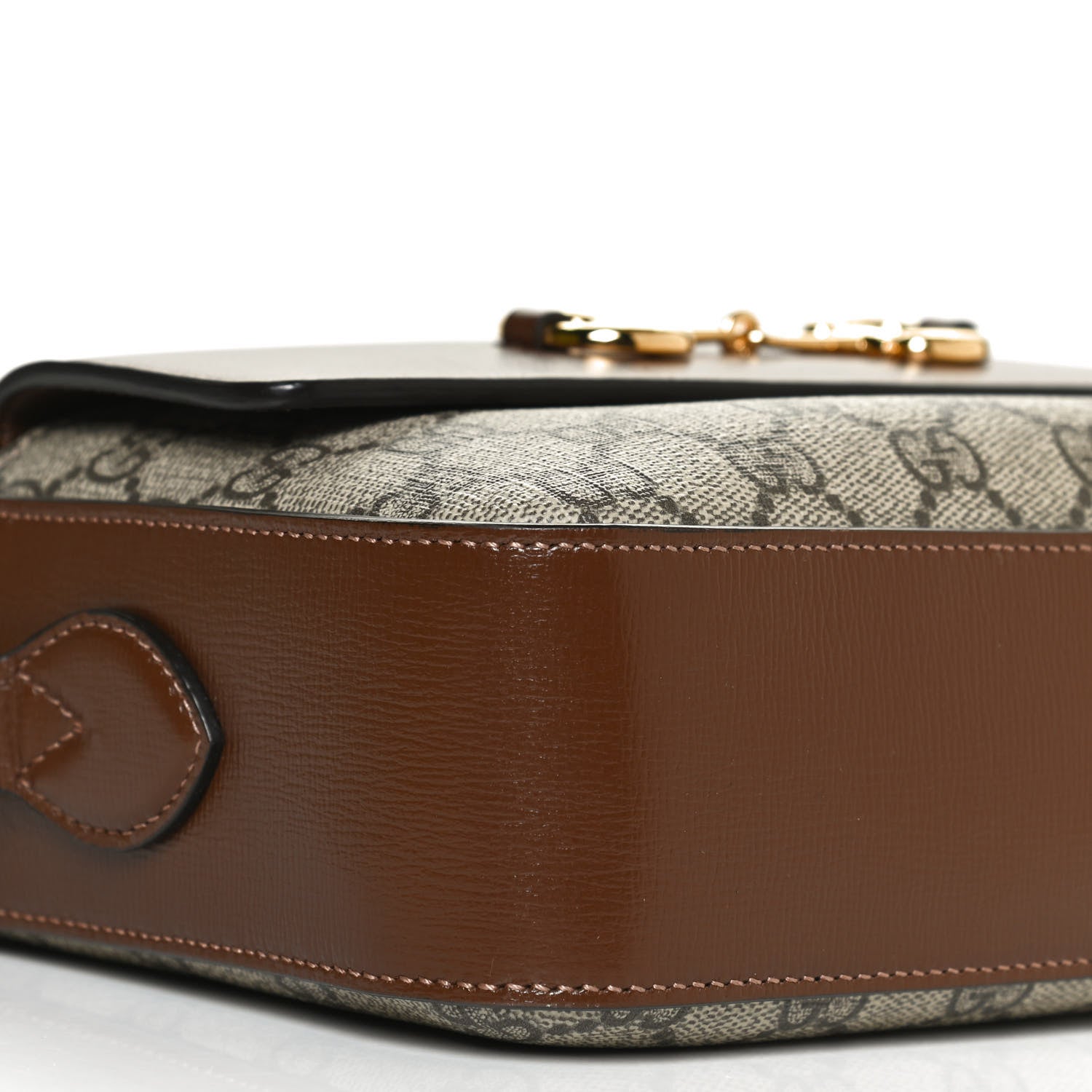 Gucci GG Supreme Monogram Small Horsebit 1955 Shoulder Bag Beige Brown Sugar 10 of 14