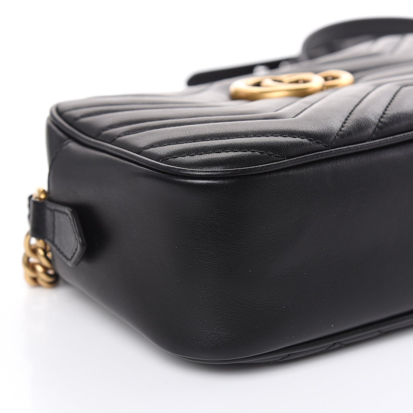 Calfskin Matelasse Small GG Marmont Chain Shoulder Bag Black