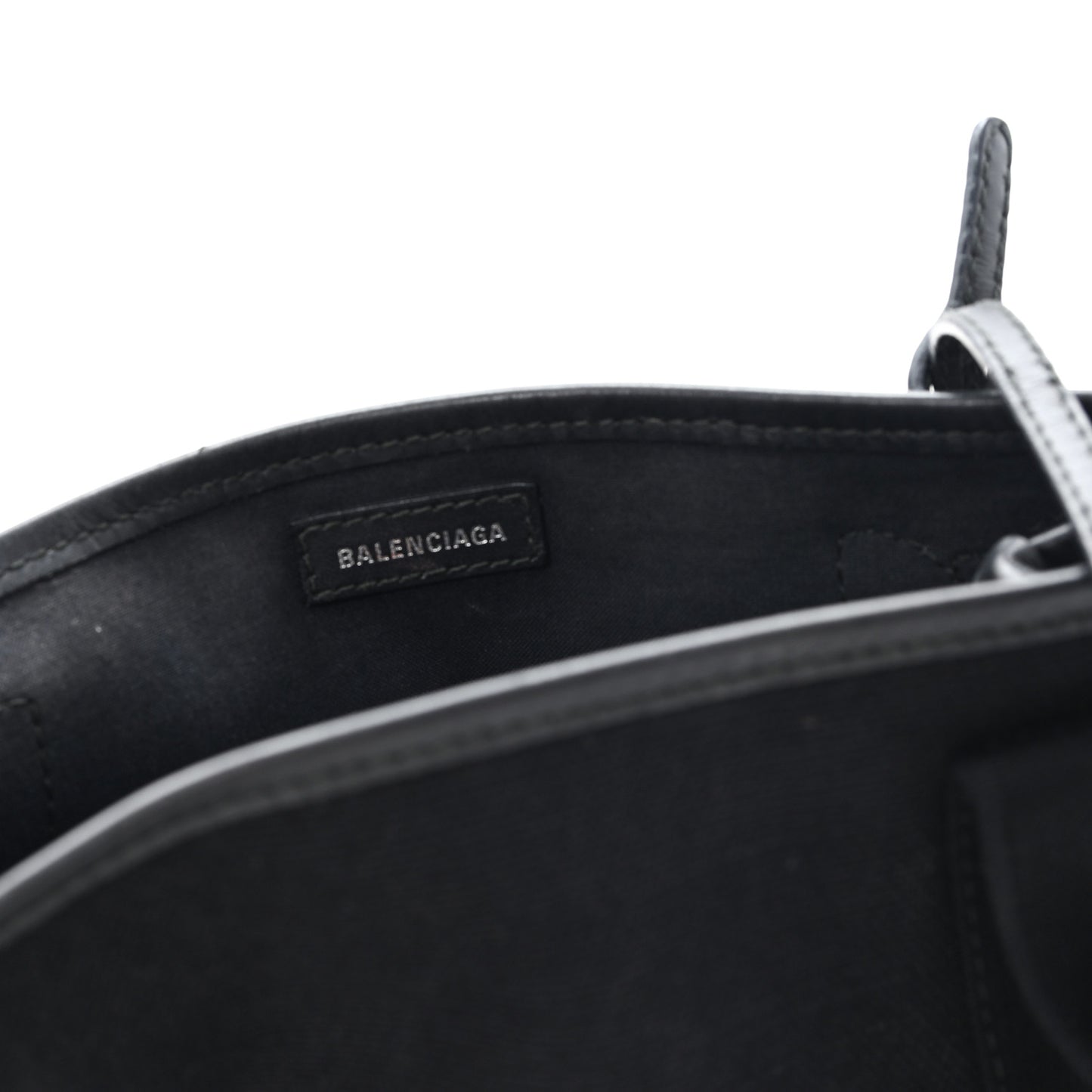 Cotton Canvas Calfskin Navy Cabas XS Black