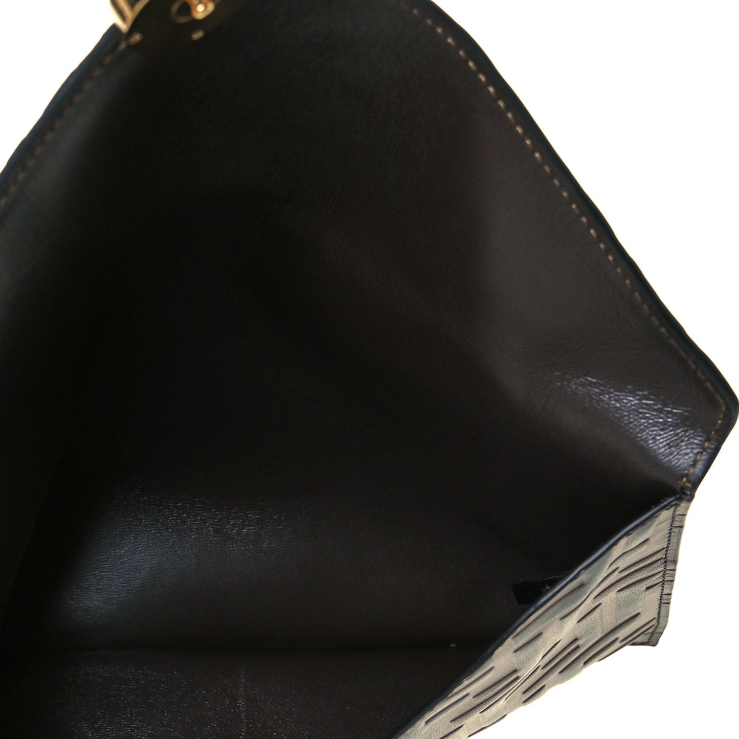 Vitello Soft F is Fendi Bi-Color FF 1974 Embossed Envelope Pouch Maya Black