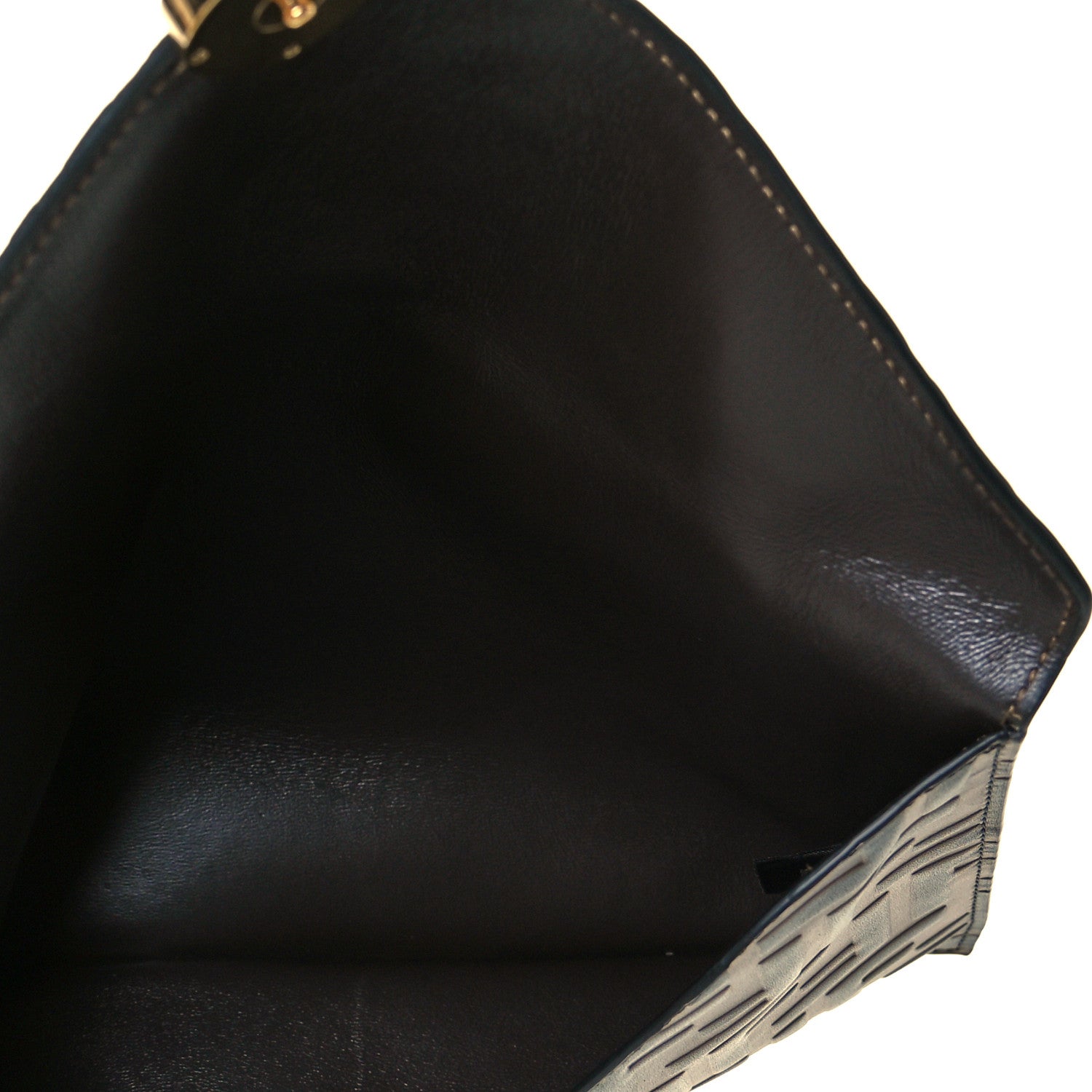 Fendi Vitello Soft F is Fendi Bi-Color FF 1974 Embossed Envelope Pouch Maya Black 6 of 7