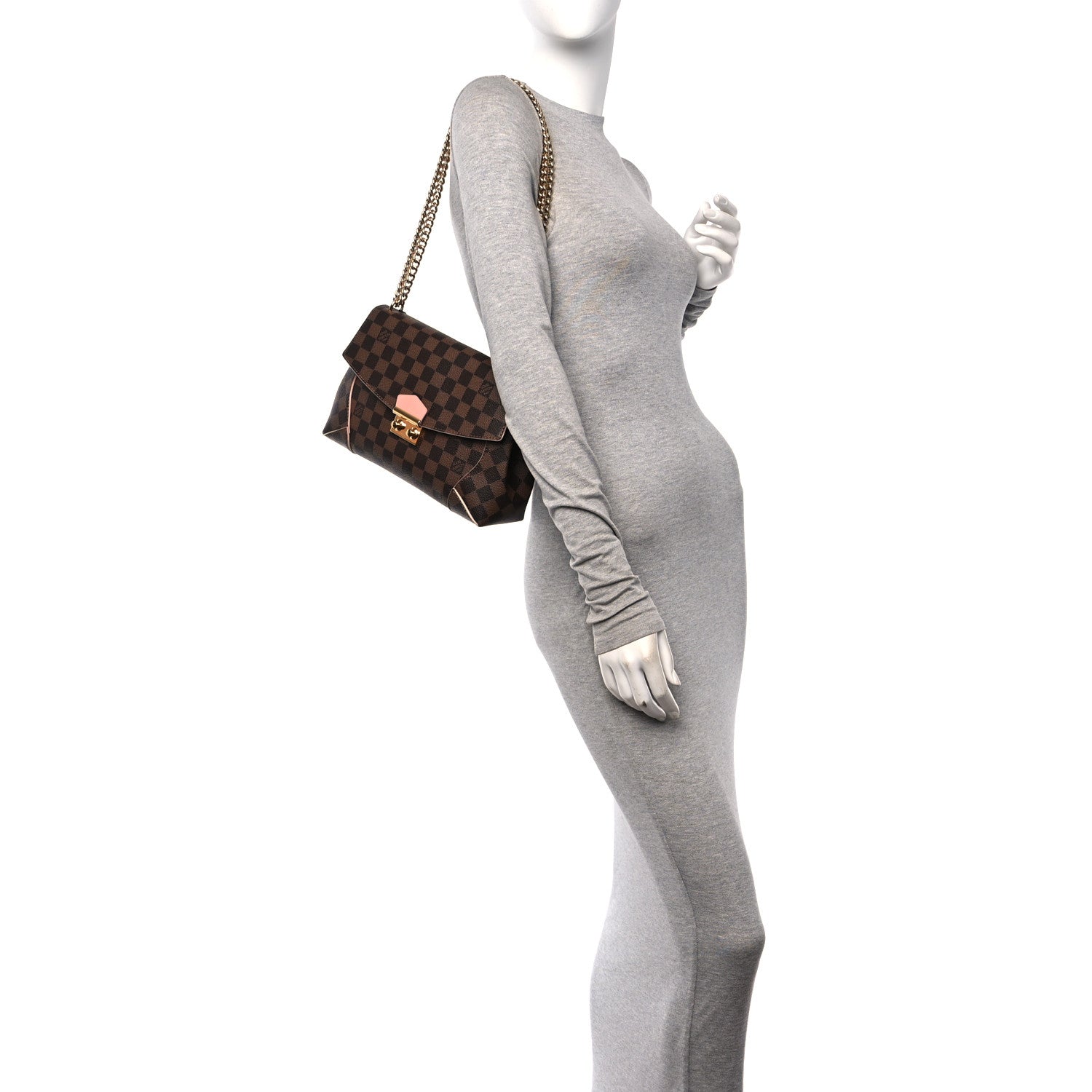Louis Vuitton Damier Ebene Caissa Clutch Rose Ballerine 2 of 9