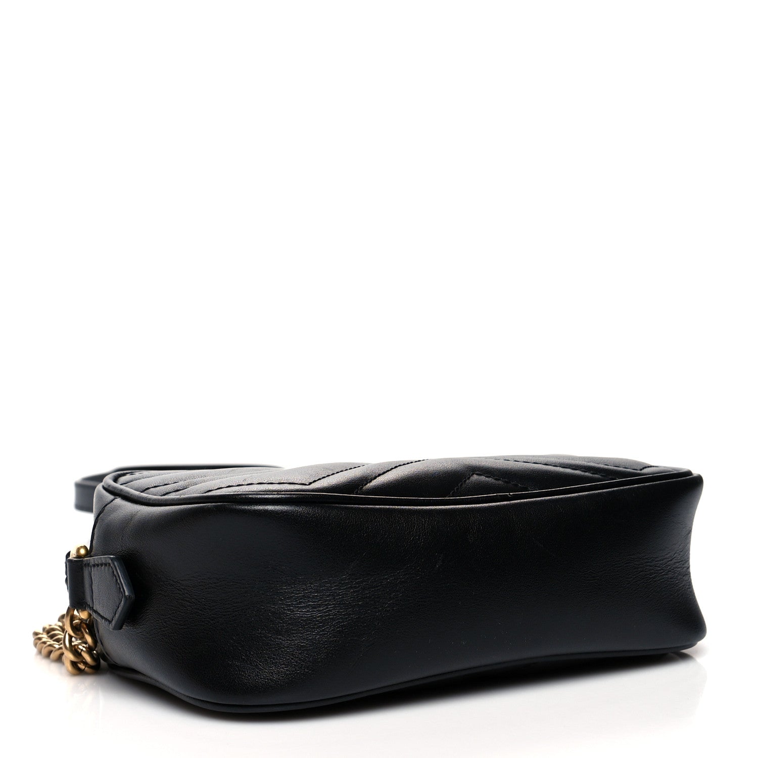 Gucci Calfskin Matelasse Mini GG Marmont Chain Shoulder Bag Black 4 of 12
