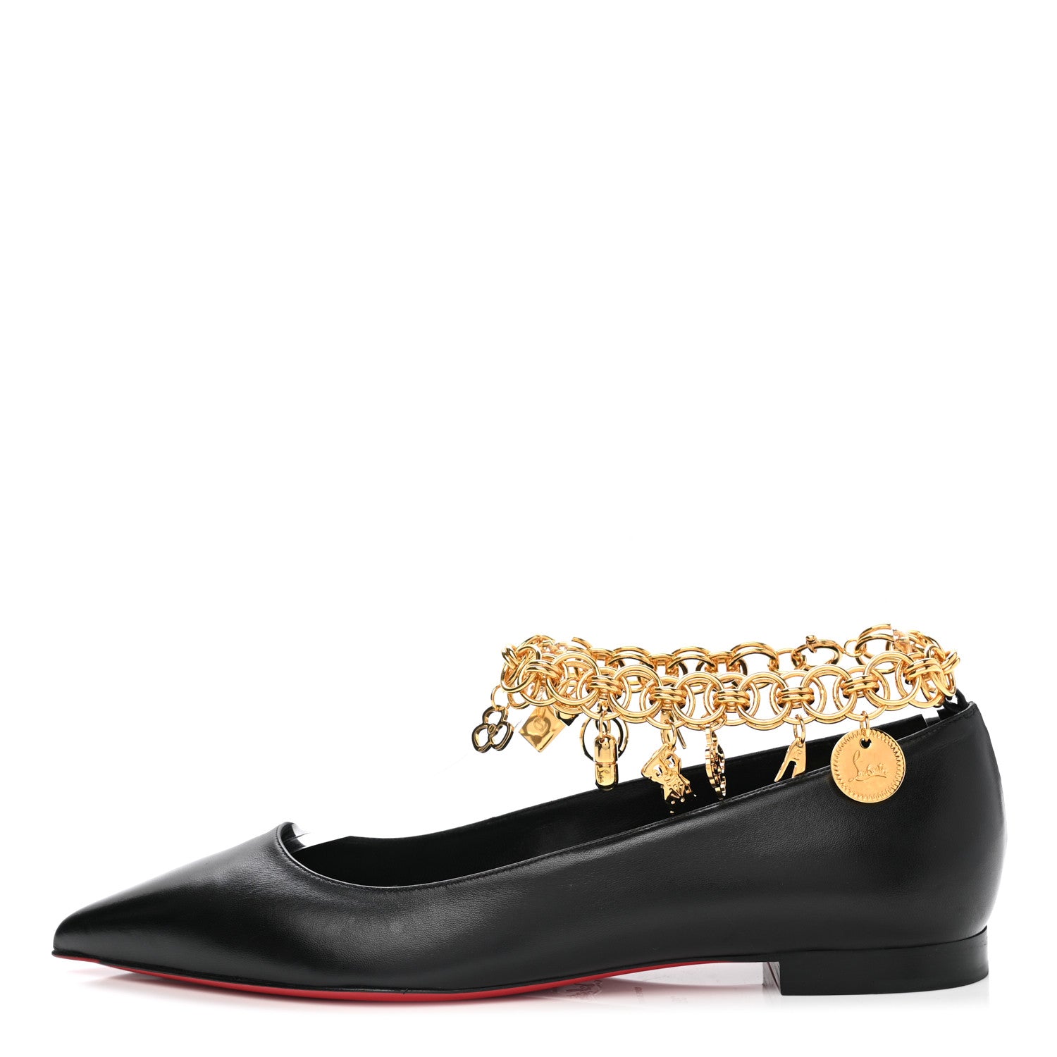 Christian Louboutin Kid Gourmi Ballerina Flats 39 Black Gold 1 of 8