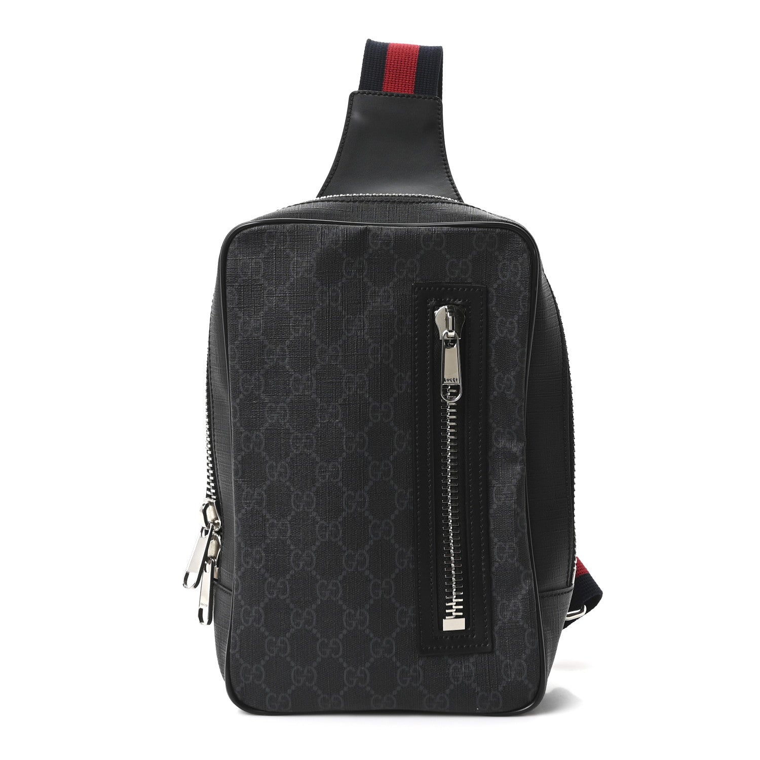 Gucci GG Supreme Monogram Web Belt Bag Black Grey 1 of 8