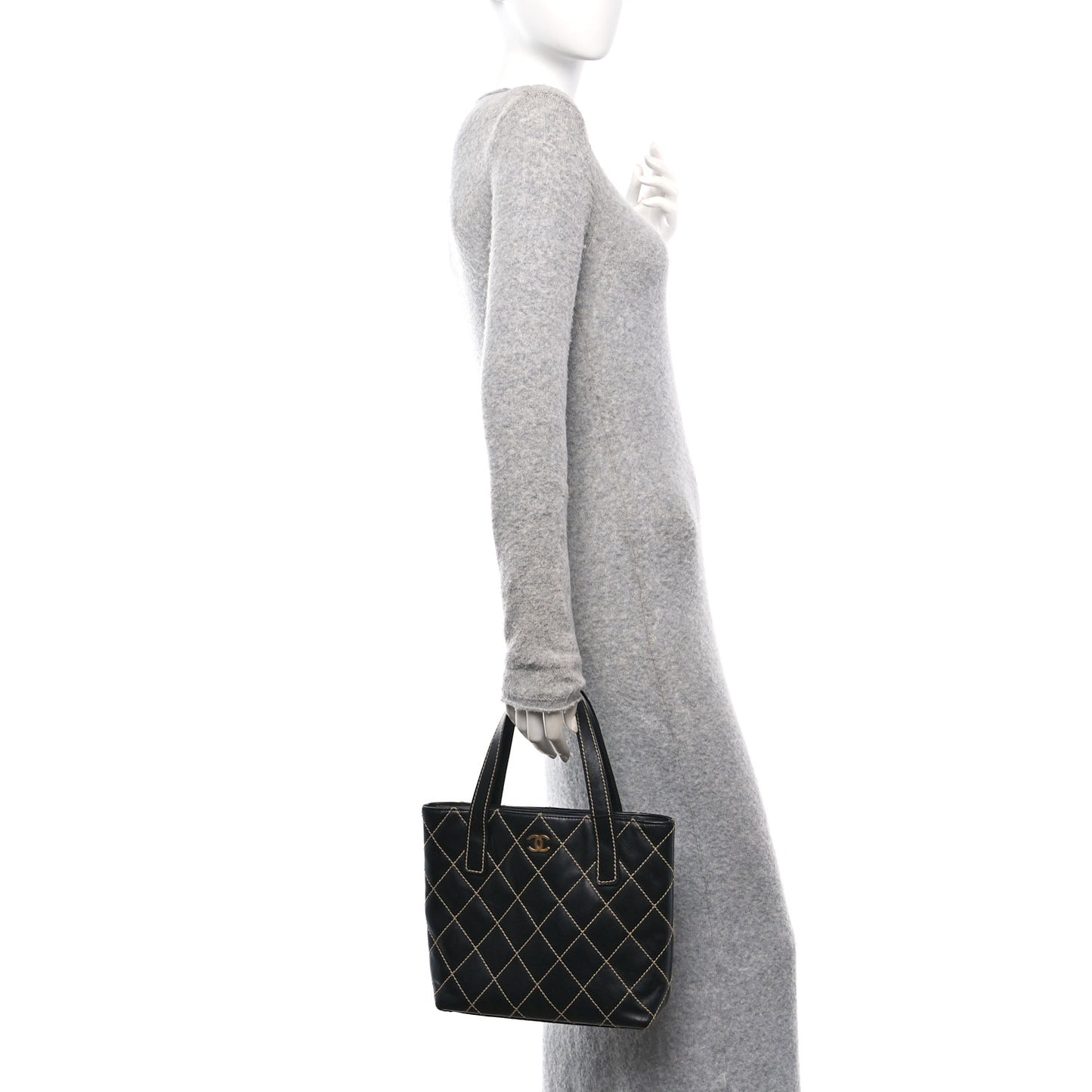 Calfskin Wild Stitch Tote Black