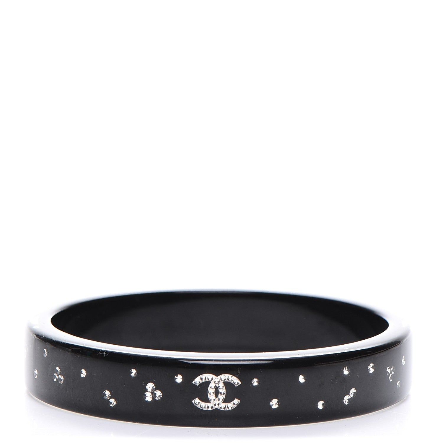 Chanel Resin Crystal CC Bangle Black 1 of 4