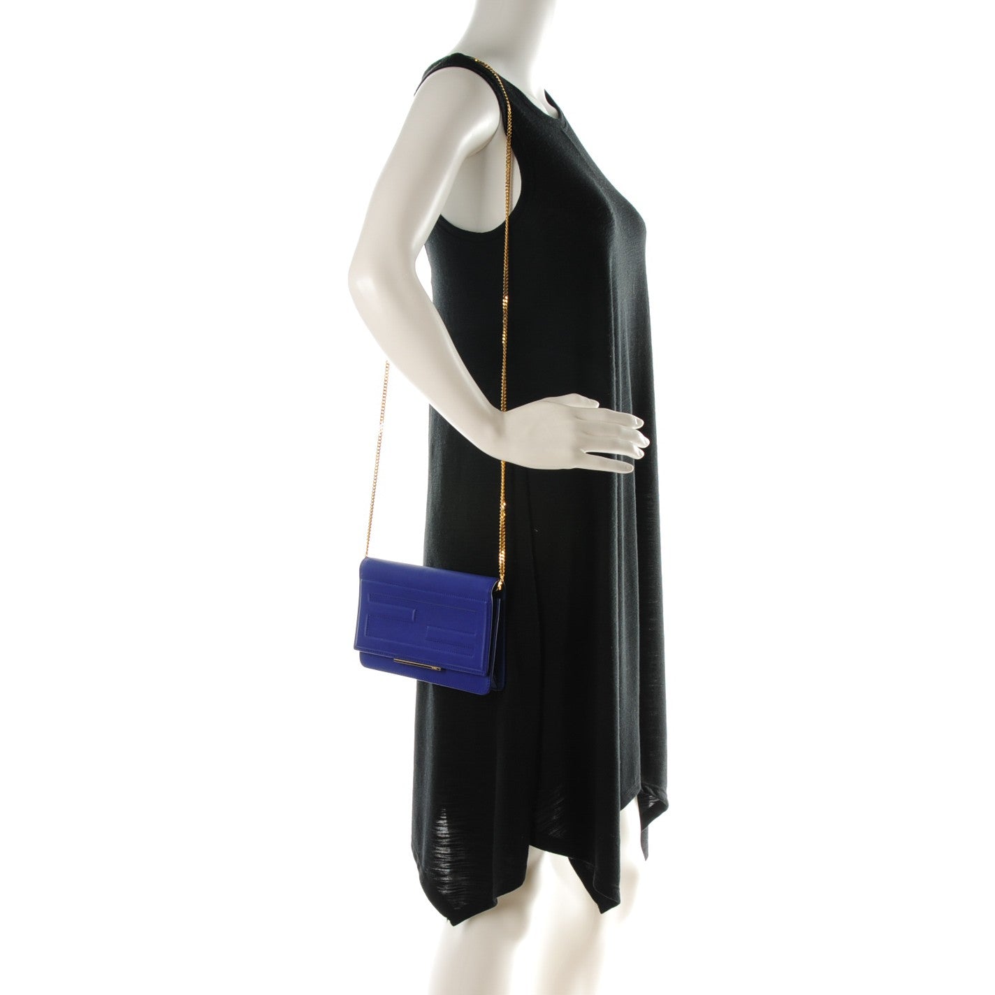 Vitello Flamingo Tube Wallet on Chain Blue Neon
