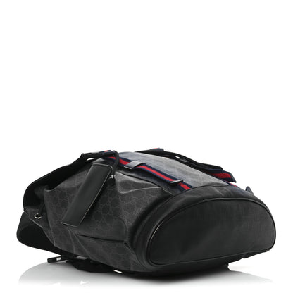 Gucci Soft GG Supreme Monogram Calfskin Web Double Buckle Backpack Black 4 of 13