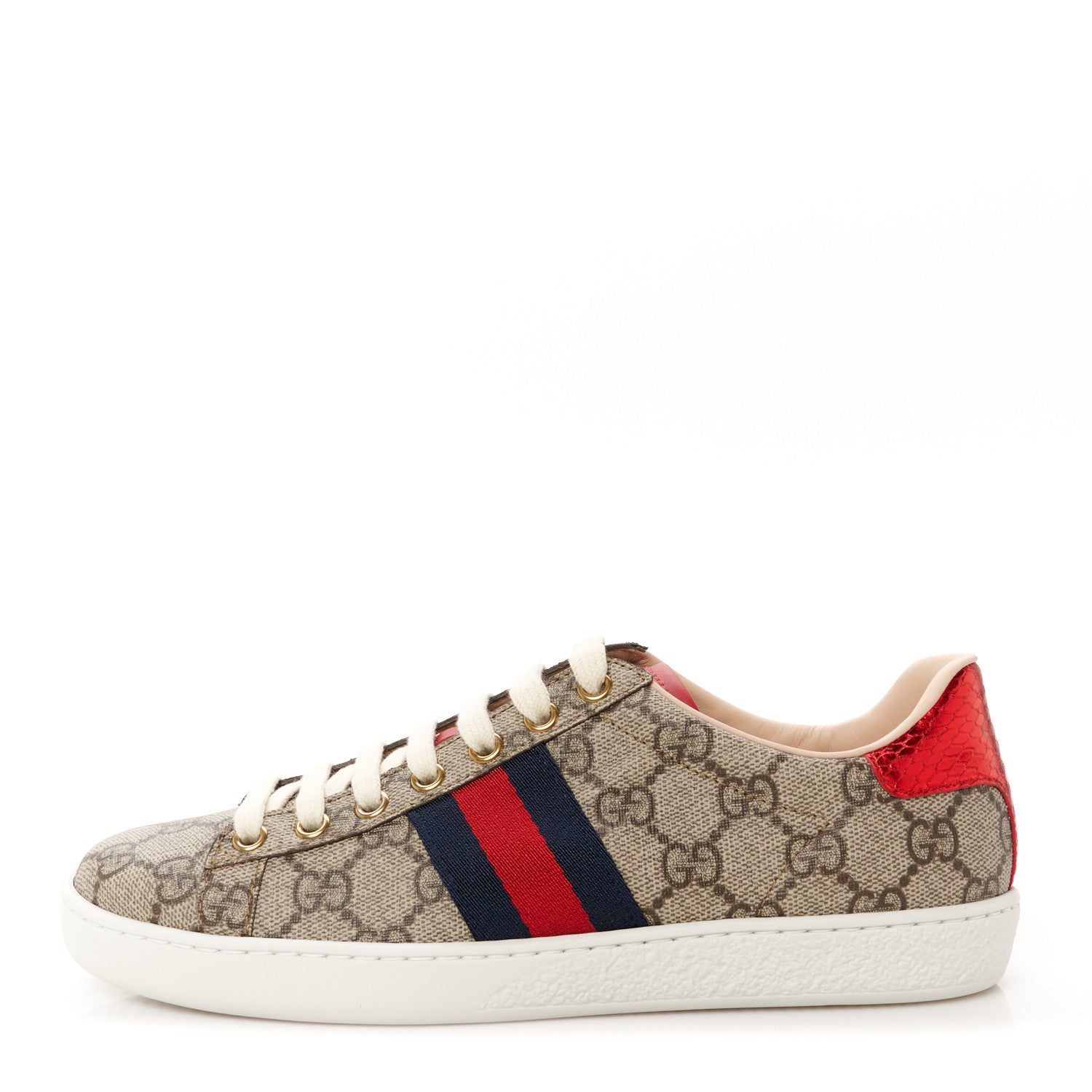 Gucci GG Supreme Monogram Womens Ace Low-Top Sneaker 35.5 Beige 1 of 10