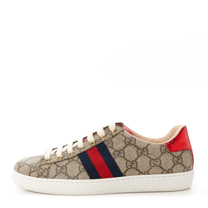 Gucci GG Supreme Monogram Womens Ace Low-Top Sneaker 35.5 Beige 1 of 10