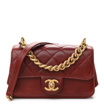 Chanel Iridescent Calfskin Quilted Small Straight Lined Flap Red 1 of 10