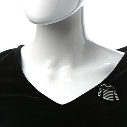 Chanel Resin Sweater CC Brooch Black White 2 of 5