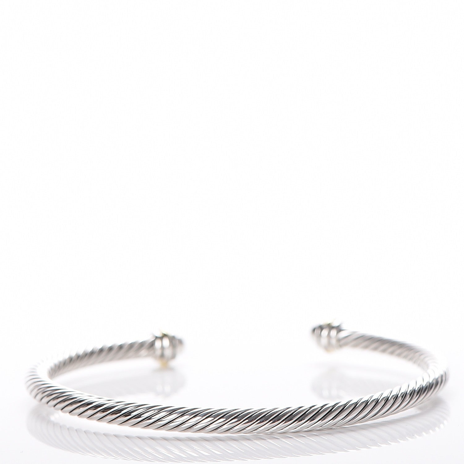 David Yurman Sterling Silver 18K Yellow Gold 4mm Cable Classics Bracelet 3 of 5