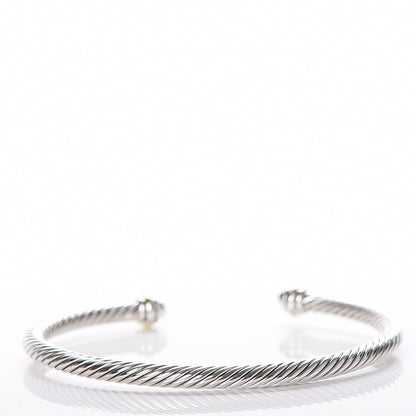 David Yurman Sterling Silver 18K Yellow Gold 4mm Cable Classics Bracelet 3 of 5