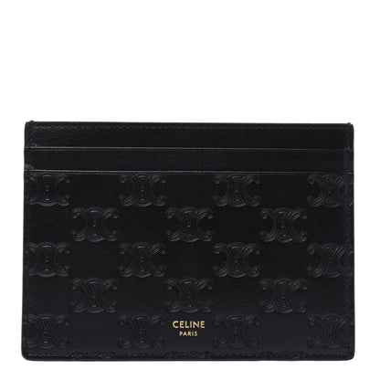 Celine Smooth Calfskin Triomphe Embossed Card Holder Black 1 of 3