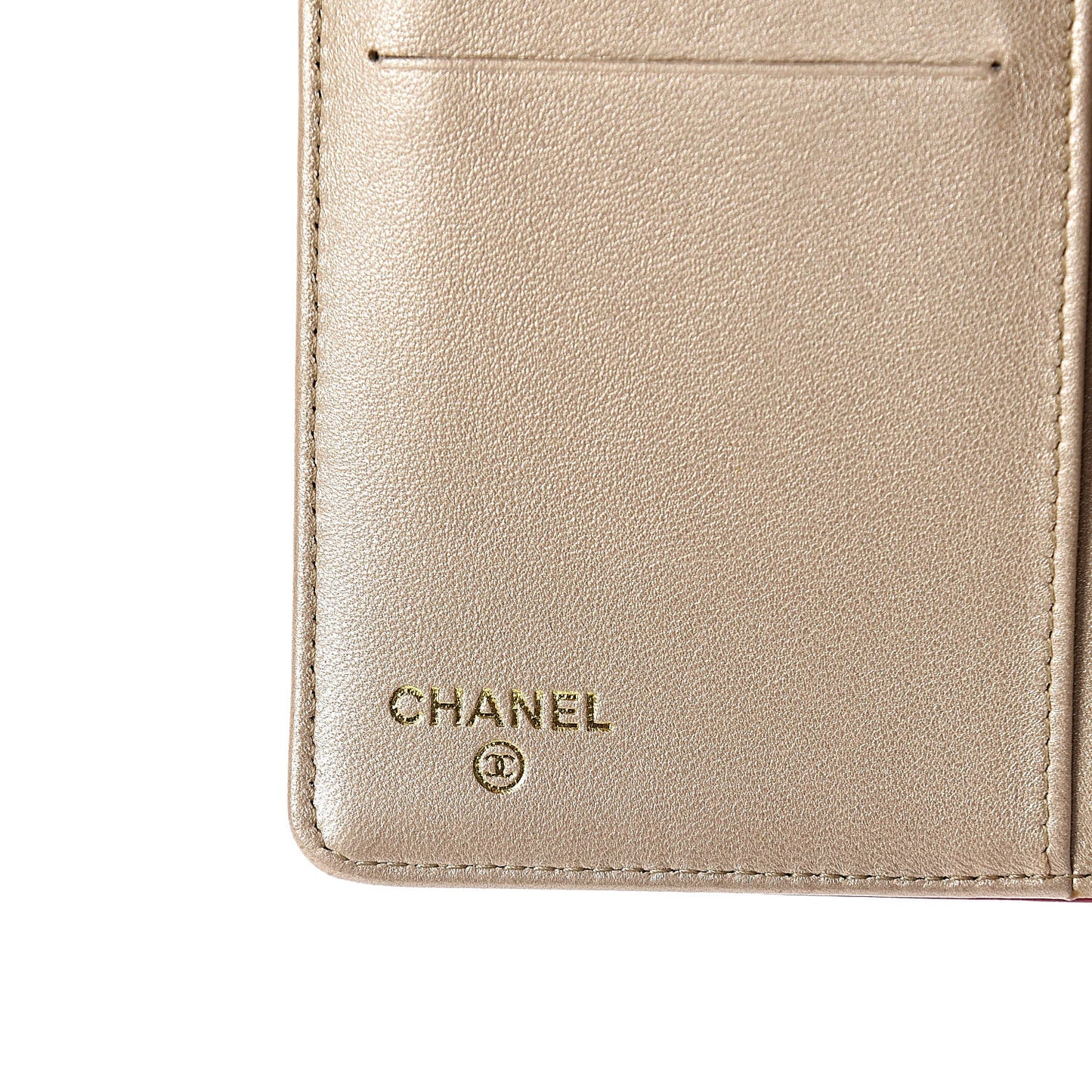 Lambskin Camellia Embossed Yen Wallet Fuchsia